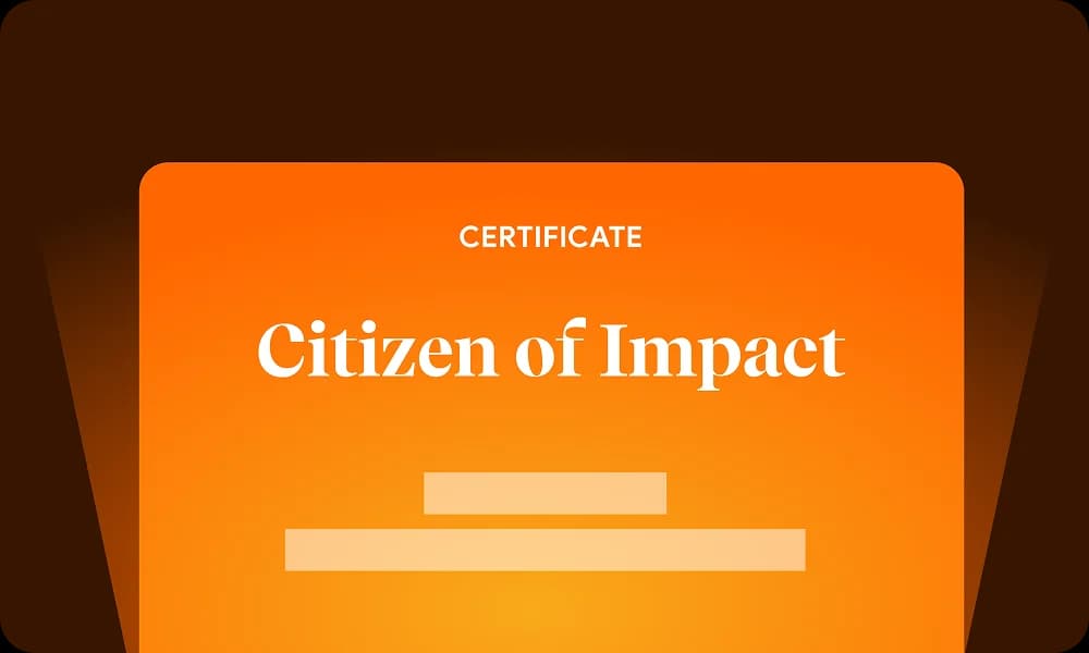 Citizen of Impact certificate