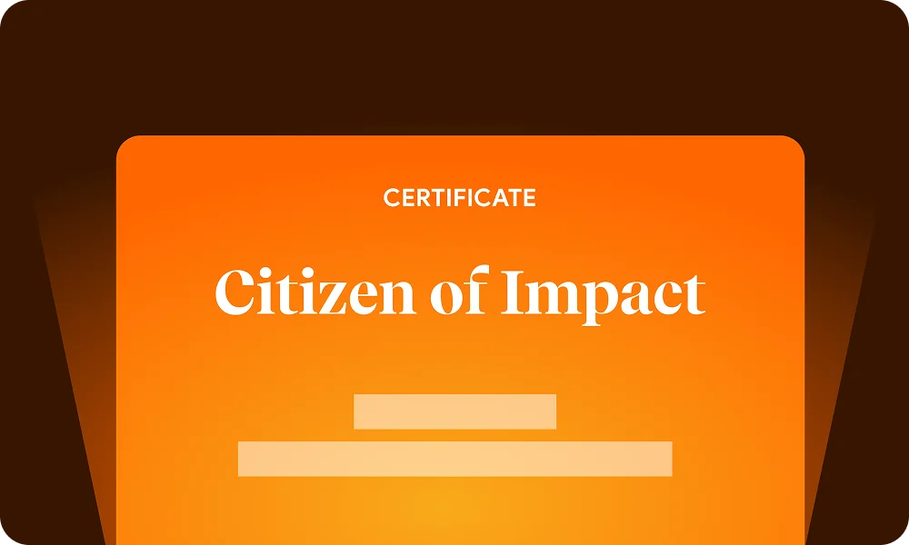 Citizen of Impact certificate